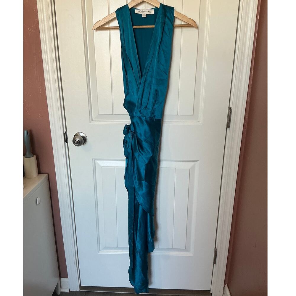 Mother of All Perry Silk Sleeveless Asymmetrical Wrap Dress Small Blue